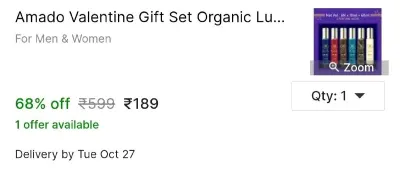 Amado Valentine Gift Set Organic Luxury Unisex Perfume Gift Set For Men & Women 6x10ml Eau de Parfum at ₹189