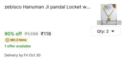 zebisco Hanuman Ji pandal Locket at ₹118