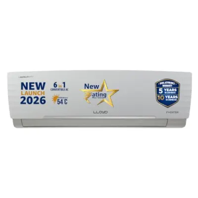 Lloyd 1 Ton 3 Star Inverter Split AC, 2026 New Star Rated (6 in 1 Convertible, Cools Up To 54°C, DG Mode, Ice Clean, Smart 4 Way Swing, Turb at ₹27,24