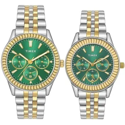 TIMEX Analog Couple Watches Set, Round Dial, Water Resistant at ₹3,950