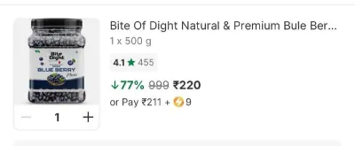 Premium Blue Berry 500gm at ₹220