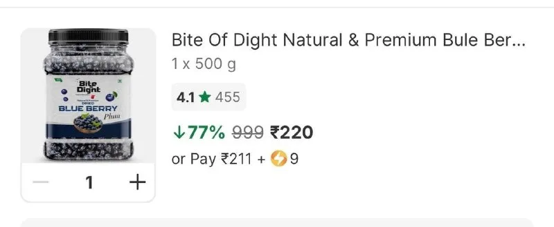 Premium Blue Berry 500gm at ₹220