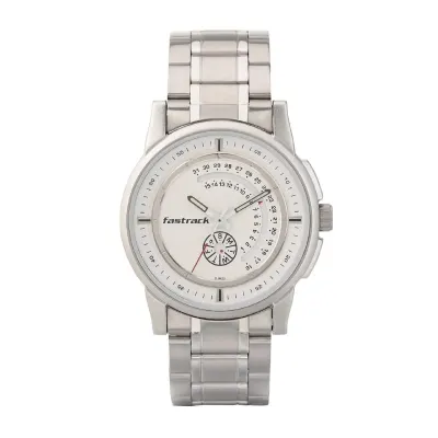 Fastrack Go Skate Quartz Analog with Day and Date White Dial Silver Stainless Steel Strap Watch for Guys at ₹2,585