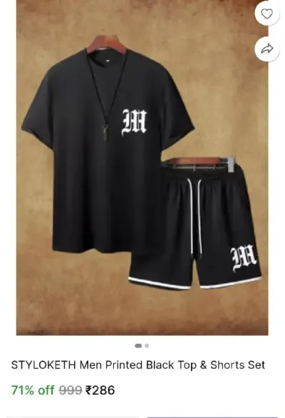 Men T-Shirt & Short Set at ₹286