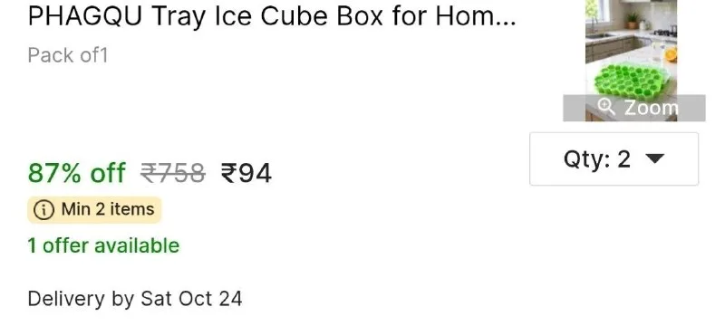 PHAGQU Tray Ice Cube Box for Home Ice Cubes Silicon Trays for Freezer Mould Safe Green Silicone Ice Cube Tray at ₹94