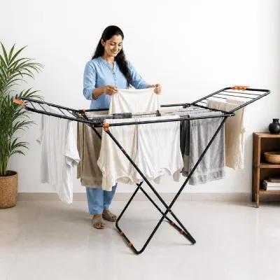 BonKaso Foldable Cloth Drying Stand for Drying Clothes at ₹1,099