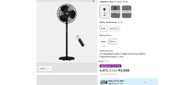 Atomberg RenesaSilent Pedestal Fan6 SpeedsLED DisplayTimerIdeal for Home & Office at ₹2,987