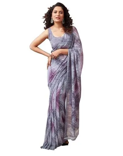 SIRIL Women's Printed Georgette Saree with Unstitched Blouse Piece at ₹142