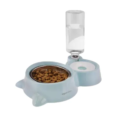 Amazon Basics 2 In1 Pet Feeder Food and Water Dispenser|Stainless Steel Bowl at ₹299