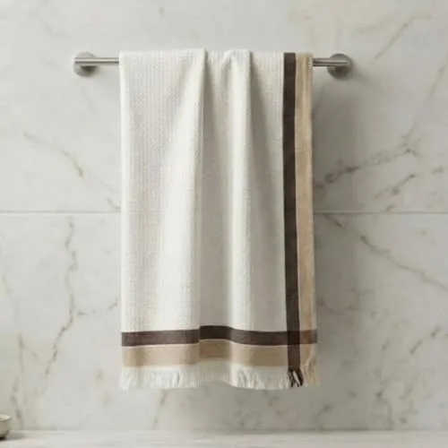 Athom Living Light Weight Cotton Premium Waffle Border Bath Towel 75x150 cm at ₹127