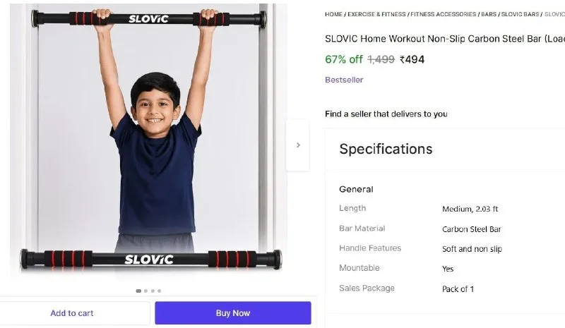 Home Workout Non - Slip Carbon Steel Bar at ₹494