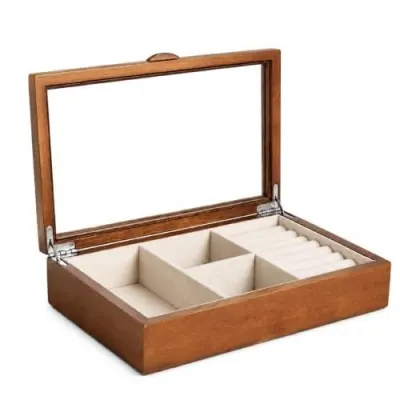Lifelong Wooden Jewelry Organizer Box with Transparent Top at ₹999