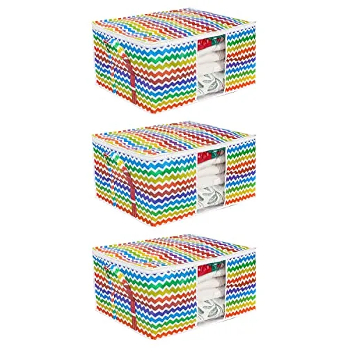 Pretty Krafts Set of 3 Non Woven Underbed Storage Bag with Handles, Clear Window & Zipper Lock | Quilt, Comforter & Blanket Cover Organiser  at ₹142