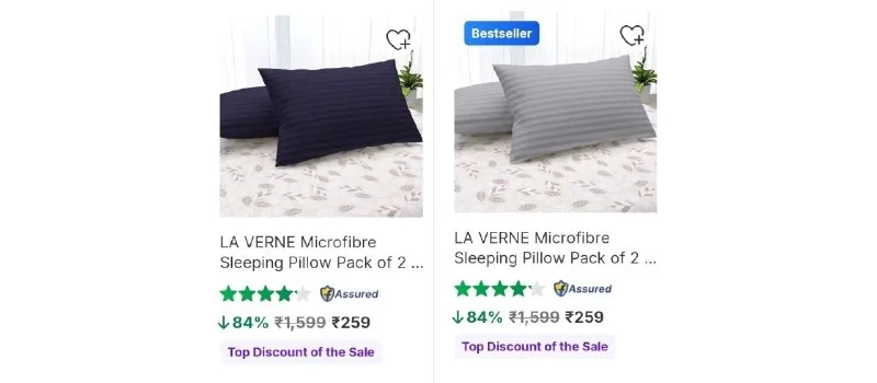Microfibre Sleeping Pillow (Pack of 2) at ₹259