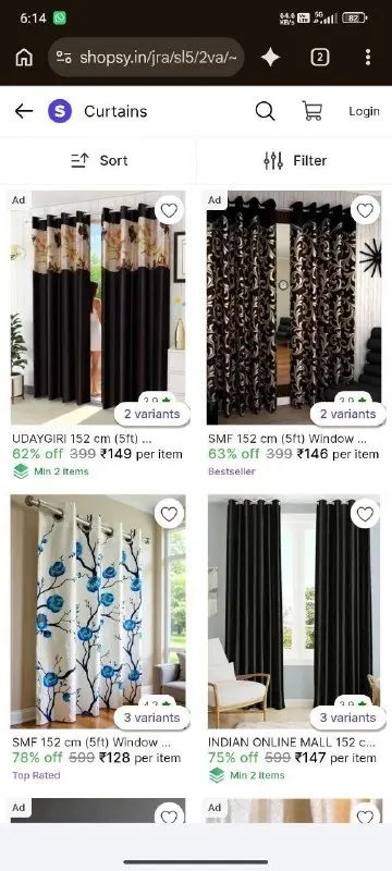 Flat 78% Off on Windows Curtains