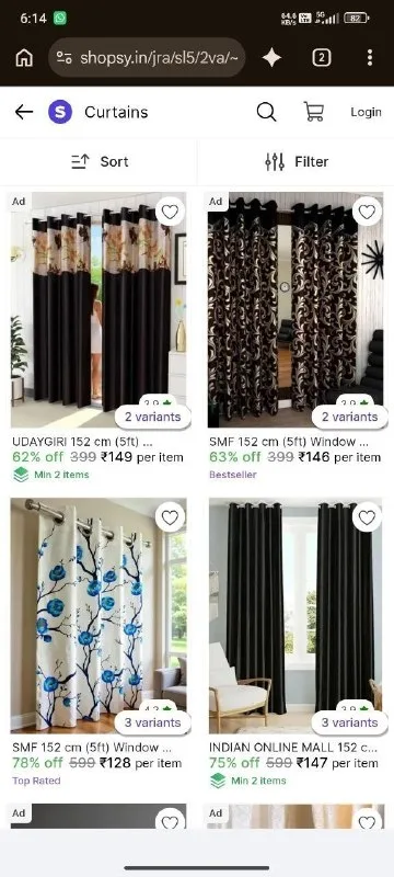 Flat 78% Off on Windows Curtains