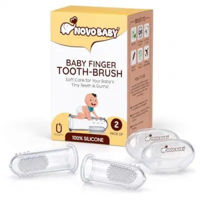Novo Baby BPA-Free Silicone Baby Finger Toothbrush – Ideal for Gently Massaging and Cleaning Gums,This Soft Finger Brush for Safe and Effect at ₹149