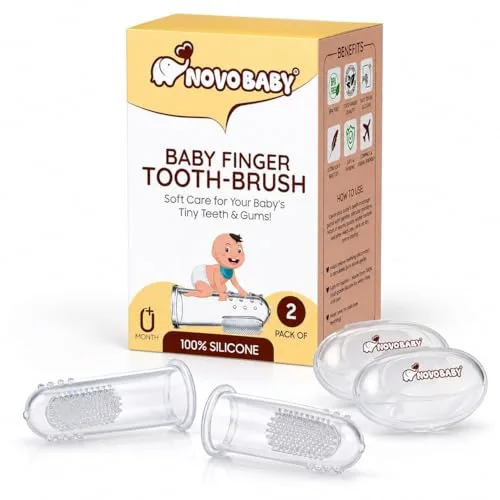 Novo Baby BPA-Free Silicone Baby Finger Toothbrush – Ideal for Gently Massaging and Cleaning Gums,This Soft Finger Brush for Safe and Effect at ₹149