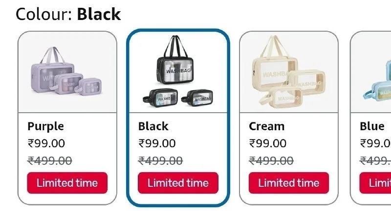 KASHIVAL Clear Travel Toiletry Bags Set at ₹99