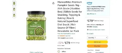 Pumpkin Seeds 1Kg at ₹679