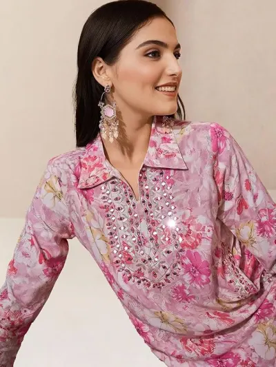 ishin Women Pink Rayon 2Pcs Kurta Set. (INWKTAW24584_PN) at ₹414