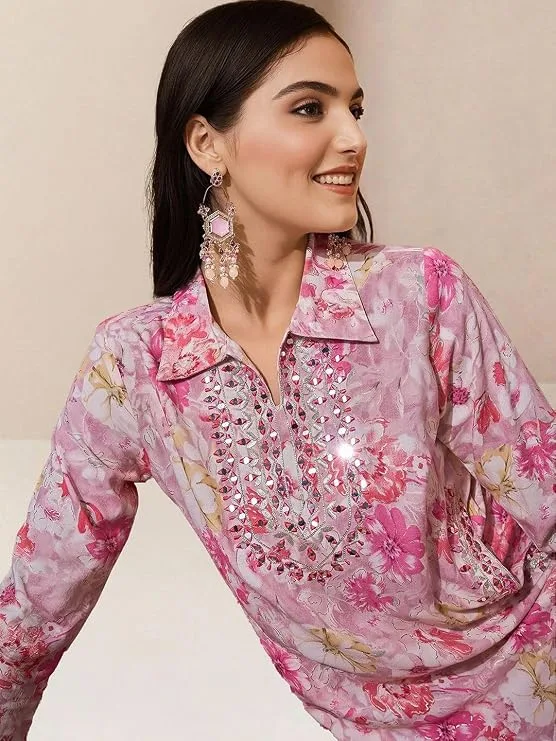 ishin Women Pink Rayon 2Pcs Kurta Set. (INWKTAW24584_PN) at ₹414