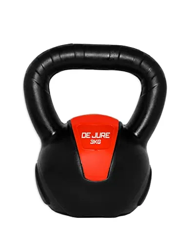 De Jure Fitness PVC Kettlebell 3kg for Men & Women Strength & Cardio Training, Soft Grip, Crushed Concrete Filled, Full Body Workout Equipme at ₹185