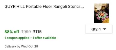 GUYRIHILL Portable Floor Rangoli Stencil for Decor Reusable for Floor at ₹115