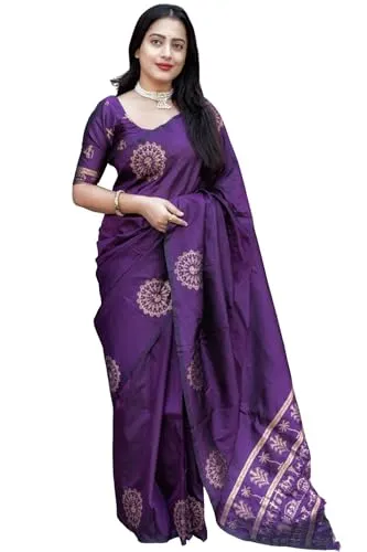 SGF11 Women's Kanjivaram Soft Silk Saree With Unstitched Blouse Piece at ₹473