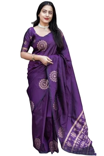 SGF11 Women's Kanjivaram Soft Silk Saree With Unstitched Blouse Piece at ₹473