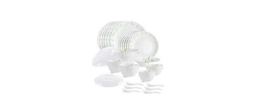 CELLO Tropical Lagoon Dazzle Series Opalware Dinner Set of 35 Pieces For Family of 6 at ₹1,299