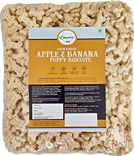 Chewers Apple & Banana Puppy Biscuits, 1 Kg (Pack of 2) at ₹142