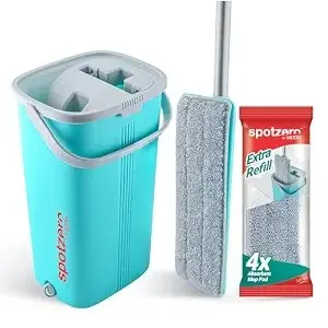 Spotzero By Milton 2-1 Flat Mop I Wash and Dry Chamber I Flexible Head I Premium 4X Absorbent Microfiber Refills I Floor Plus Wall Mop I Lon at ₹999
