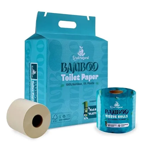 Ash Natural Bamboo Toilet Paper Rolls – 2 Ply Soft & Highly Absorbent Tissue Paper | 100% Natural Bamboo | Chemical-Free, Unbleached & Biode at ₹99