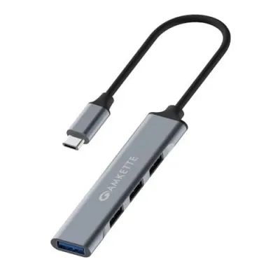 Amkette USB C Hub 4 Port Type C Hub for Laptop/PC with USB 3.0 Port for 5 Gbps Superspeed Data Transmission,1USB 3.0 Ports, 3USB 2.0 Port,Sl at ₹239