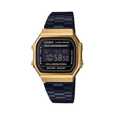 Casio Unisex Vintage A168WEGB-1BDF Black Digital Dial Stainless Steel Band Watch at ₹2,574