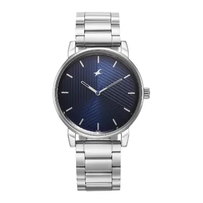 Fastrack Men Stunners Quartz Analog Blue Dial Silver Metal Strap Watch