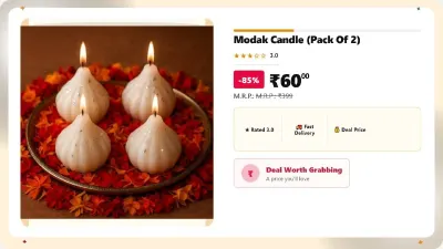 Modak Candle (Pack Of 2) at ₹60