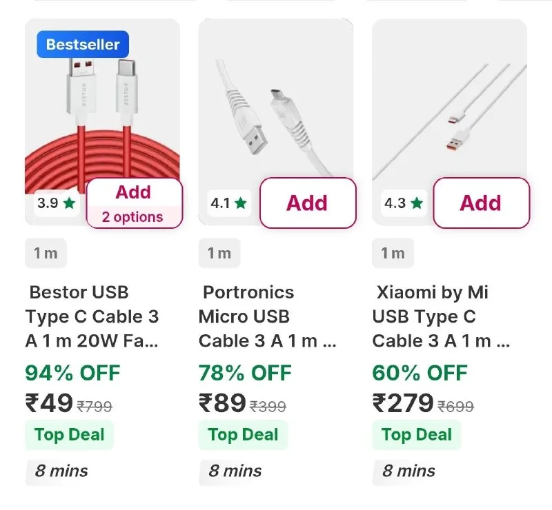 Flipkart Minutes Loot: Exclusive Fast Cables from ₹49