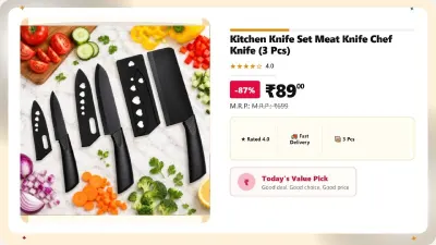 Kitchen Knife Set Meat Knife Chef Knife (3 Pcs) at ₹89