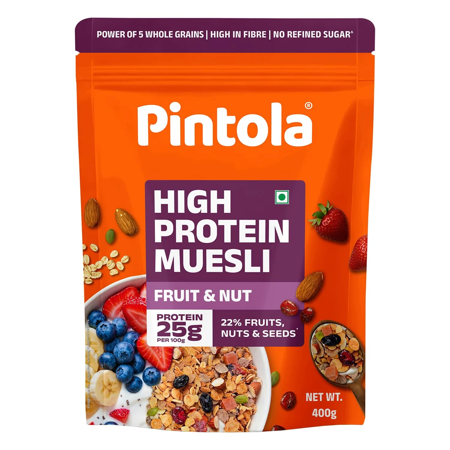 Pintola 25g High Protein Fruit & Nut Muesli 400g at ₹268