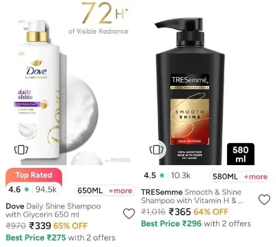 Dove, Tresemme 1L Shampoo Combos at 65% Off