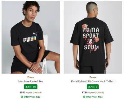 Puma Men's Tshirt Min 70% Off