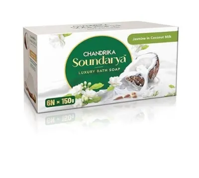 Chandrika Soundarya Jasmine in Coconut Milk | Luxury Bath Soap | For All Skin Types | 150g (Pack of 6) at ₹232