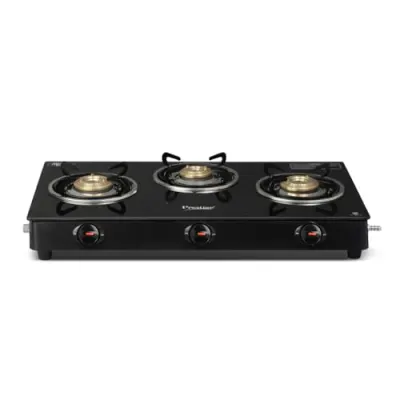 Prestige Iris 3 Burner Gas Stove | Toughened Glass Top | Tri at ₹2,969