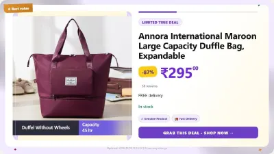 Maroon Large Capacity Duffle Bag at ₹295