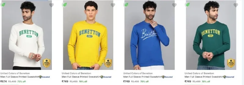 Upto 73% Off - United Colors Of Benetton Men's Sweatshirts