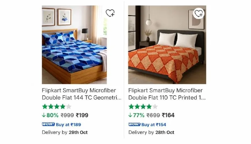 Double Bed Bedsheets from ₹162