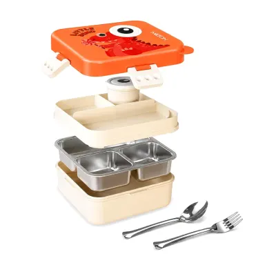MILTON Dino Pop Bento Stainless Steel Lunch Box, (1120ml) at ₹549