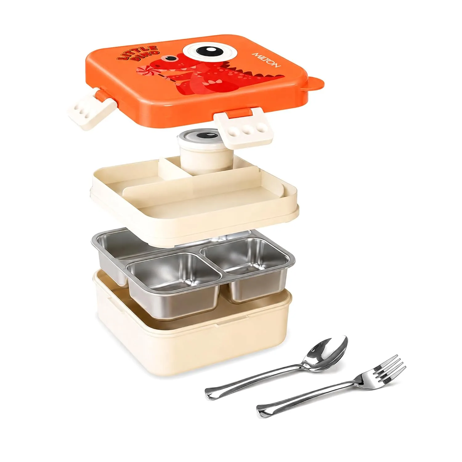 MILTON Dino Pop Bento Stainless Steel Lunch Box, (1120ml) at ₹549